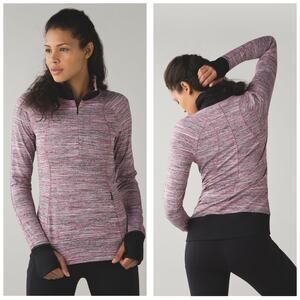 Lululemon Runderful 1/2 Zip Jacket Size 4 Space Dye Camo Berry Rumble MultiBlack